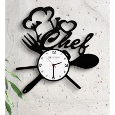 BK Kişiye Özel I Love Chef Ahşap Mutfak Duvar Saati