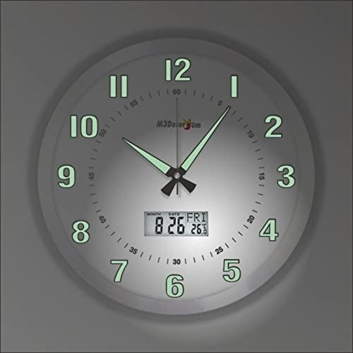 M3 Decorium Termometreli 40 cm Aluminyum Kasa Büyük Dev Fosforlu Duvar Saa...