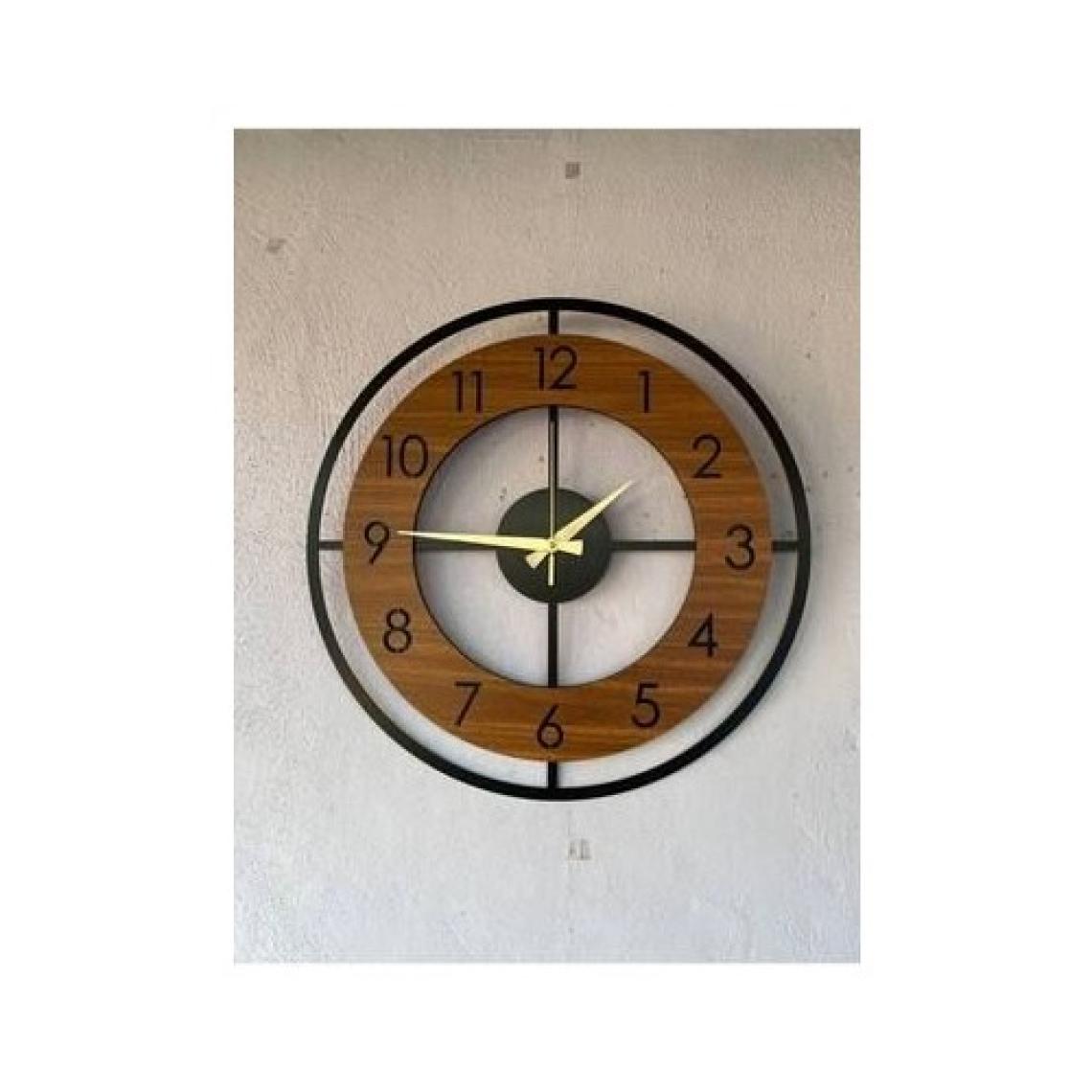 AA Shop Ahşap Siyah Ceviz Mobilya Renk Desenli Hediyelik Sessiz Duvar Saati 50CM