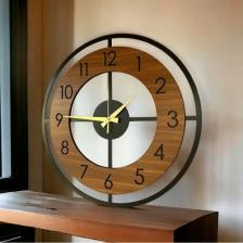 AA Shop Ahşap Siyah Ceviz Mobilya Renk Desenli Hediyelik Sessiz Duvar Saati 50CM