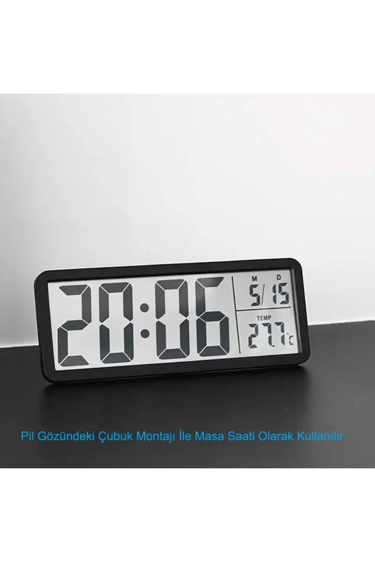 Hymark LCD Ekran 20 x 8 cm Dijital Duvar Saati