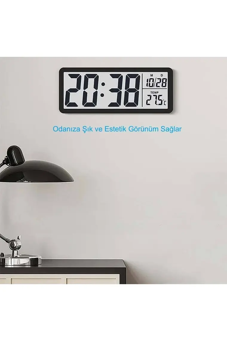 Hymark LCD Ekran 20 x 8 cm Dijital Duvar Saati
