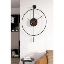 Woodhub Tiktok Plus 60 Cm Siyah, Modern Dekoratif Sarkaçlı Metal Duvar Saatii