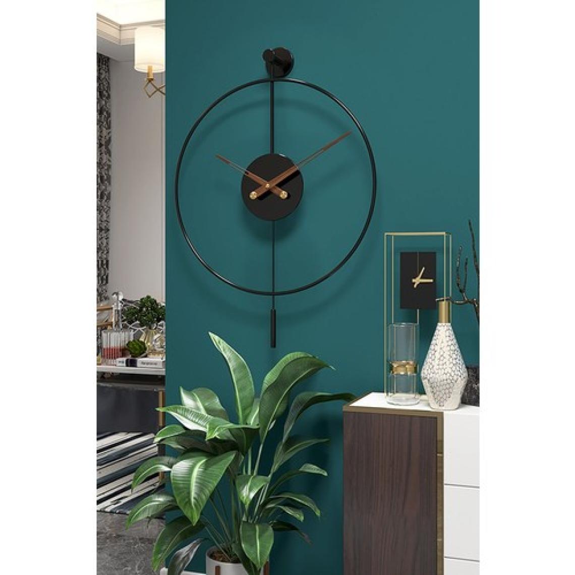 Woodhub Tiktok Plus 60 Cm Siyah, Modern Dekoratif Sarkaçlı Metal Duvar Saatii