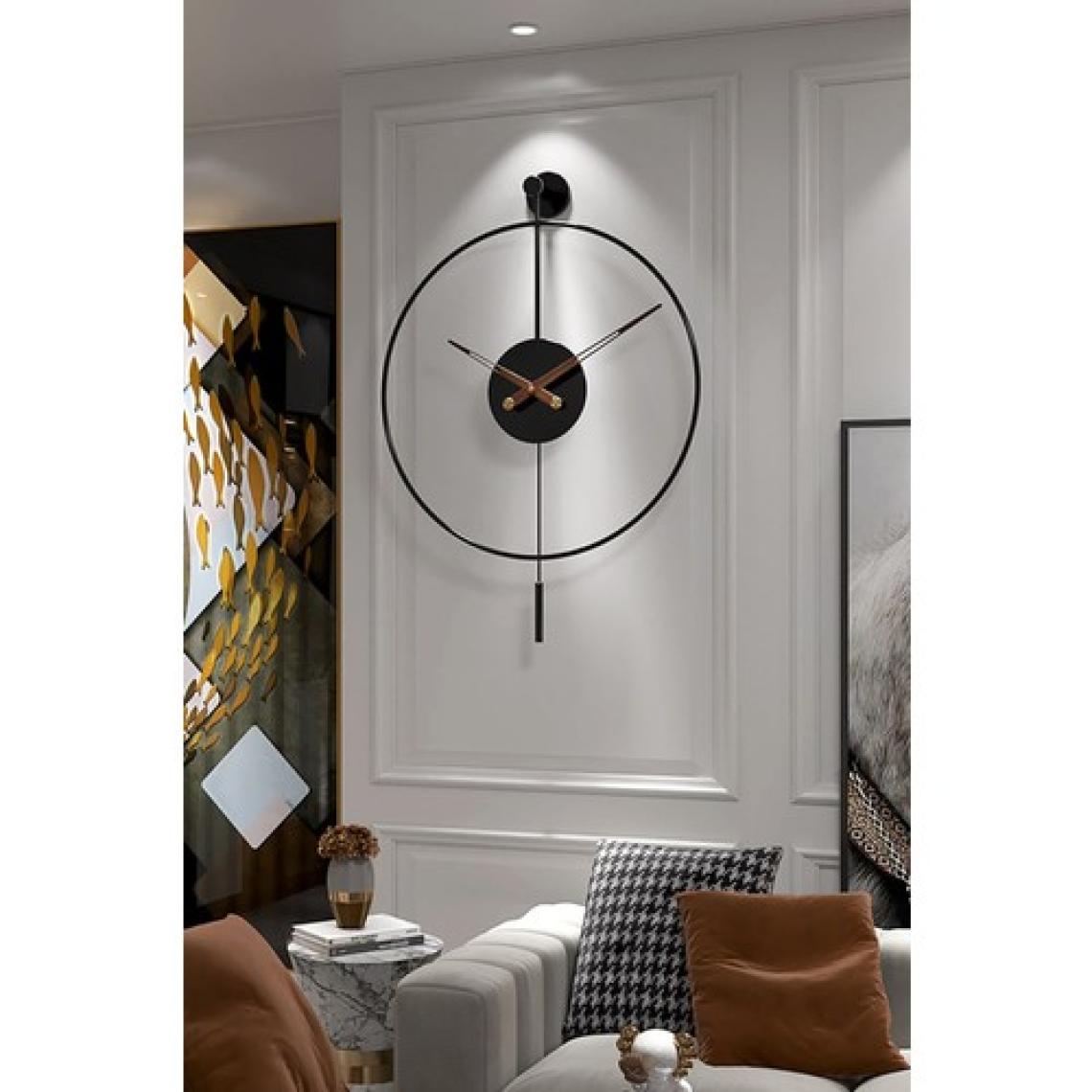 Woodhub Tiktok Plus 60 Cm Siyah, Modern Dekoratif Sarkaçlı Metal Duvar Saatii