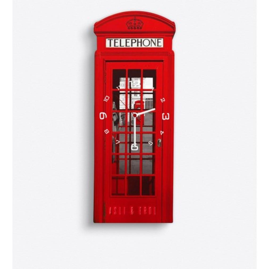 BK Kişiye Özel Londra Kırmızı Telefon Kulübesi Tasarımlı Ahşap Duvar Saati (Model 1-1)