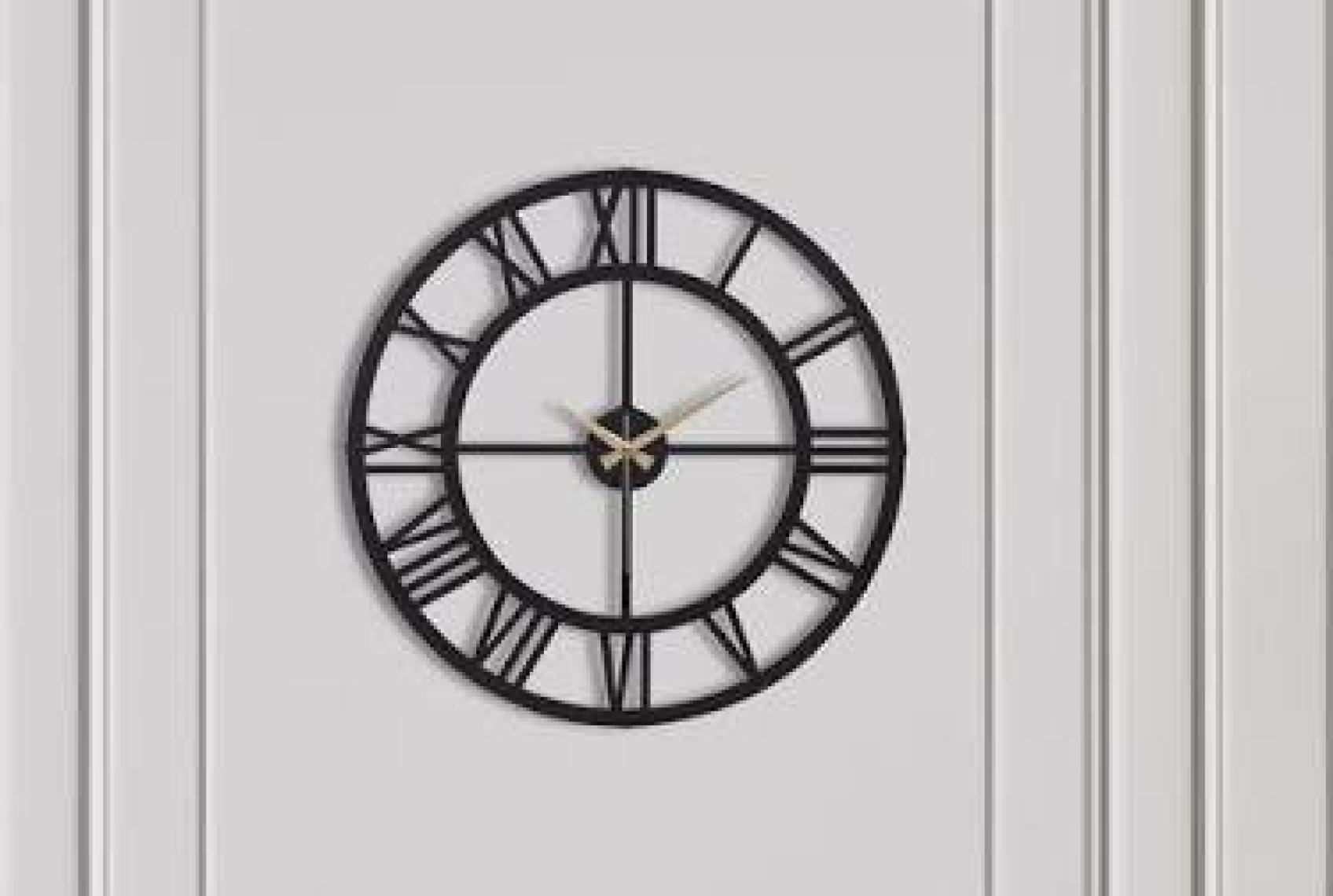 Muyika Roma Rakamlı Metal Siyah Duvar Saati 50X50Cm Mds-50