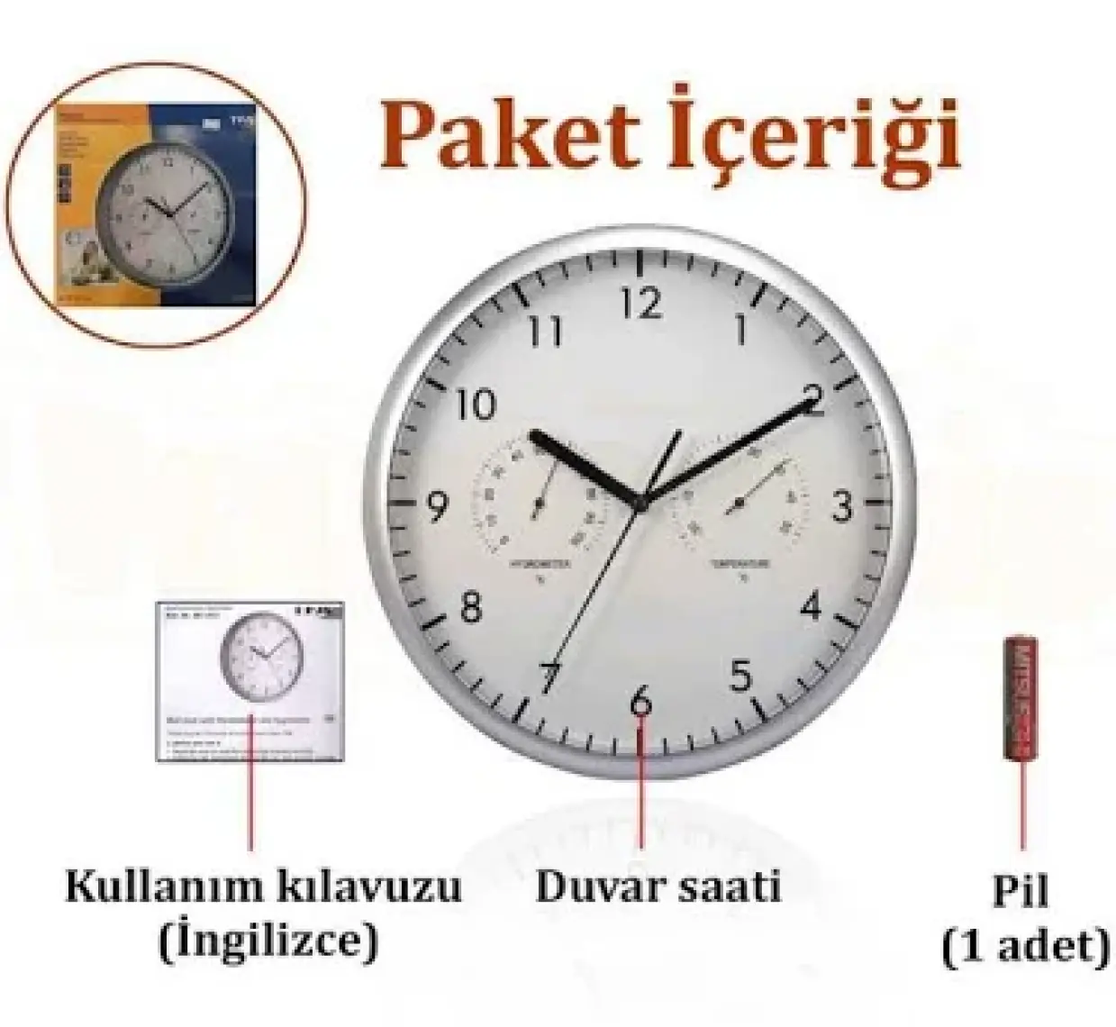 Duvar Saati Ve Sıcaklık-Nem Ölçer