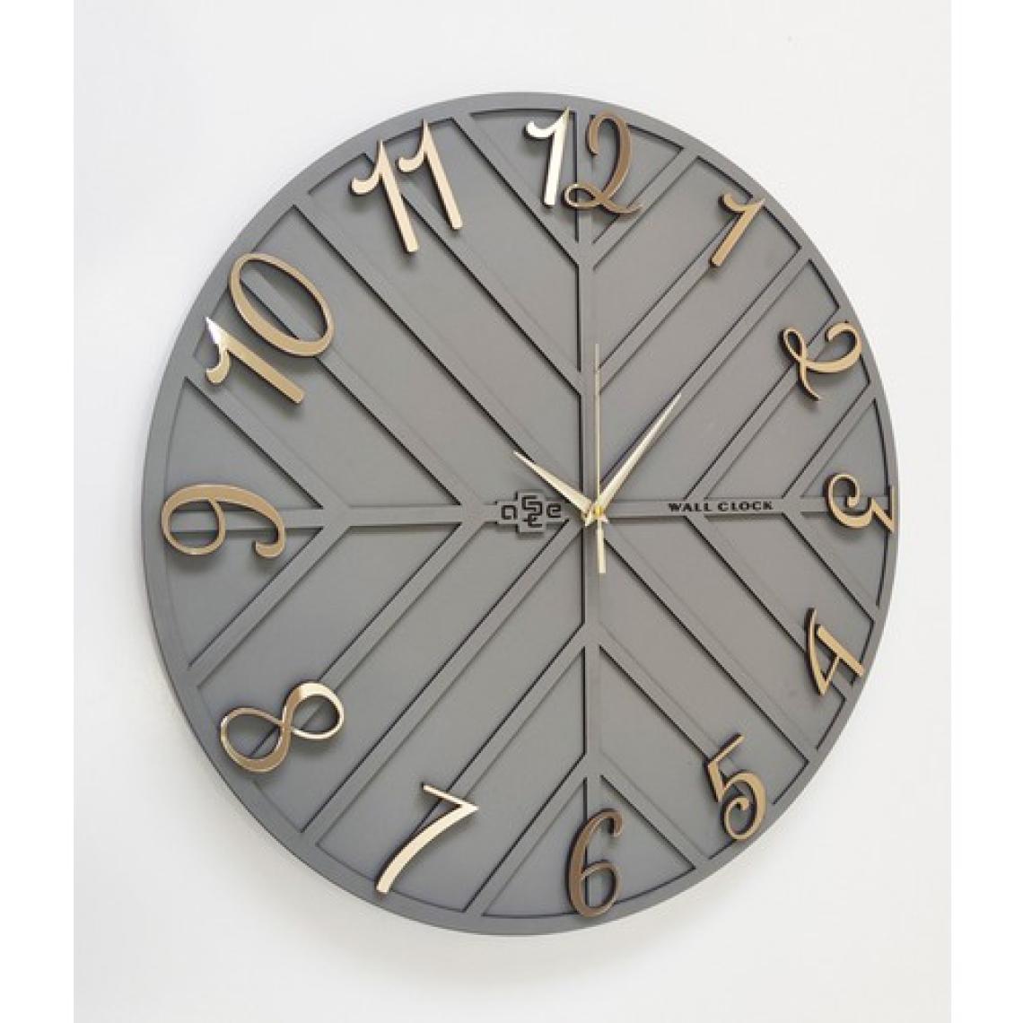 Asse Endless Line Dekoratif Duvar Saati Sessiz Mekanizma 50 x 50cm Antrasit & Gold