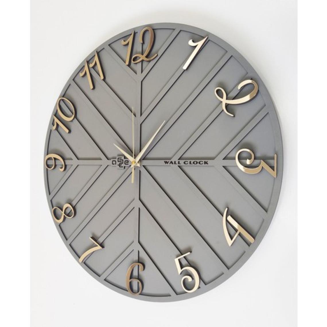Asse Endless Line Dekoratif Duvar Saati Sessiz Mekanizma 50 x 50cm Antrasit & Gold
