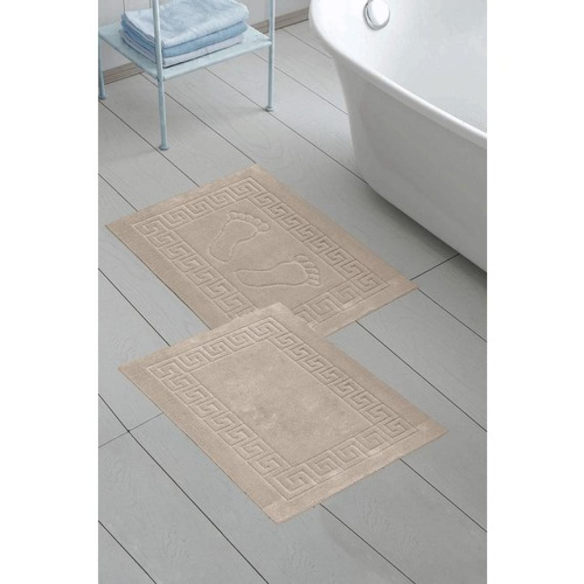 Class 2li 50x70 Cm Ayak Izli / Düz Banyo Paspas Havlu Seti Kum