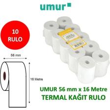 Umur Yazar Kasa Pos Rulosu 56 mm x 16 mt 10 Adet