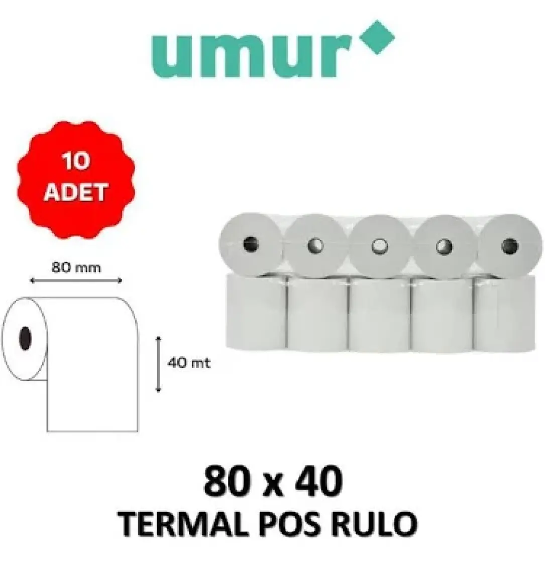 Umur Termal Yazar Kasa Pos Rulo 48 gr 10'lu 80 x 40 mt
