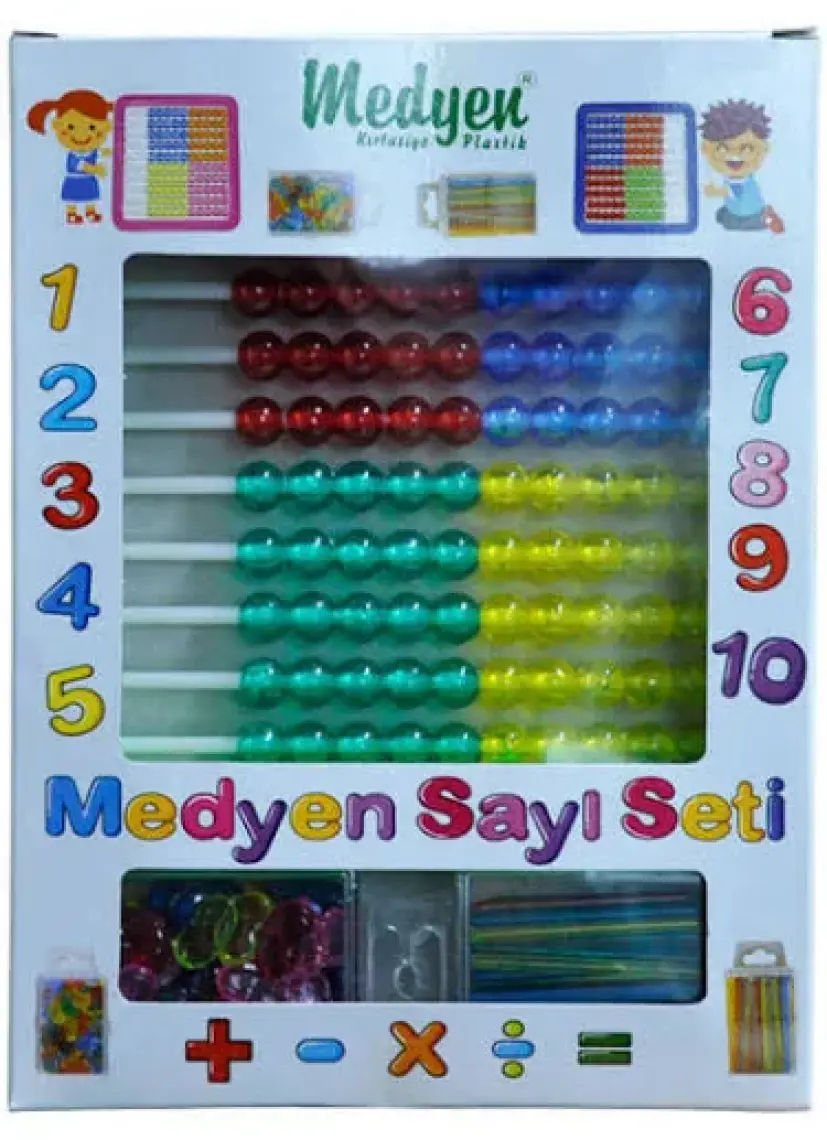 Medyen Sayı Seti -Sayı Boncuğu -Sayı Çubuğu -Sayı Fasülyesi Mavi