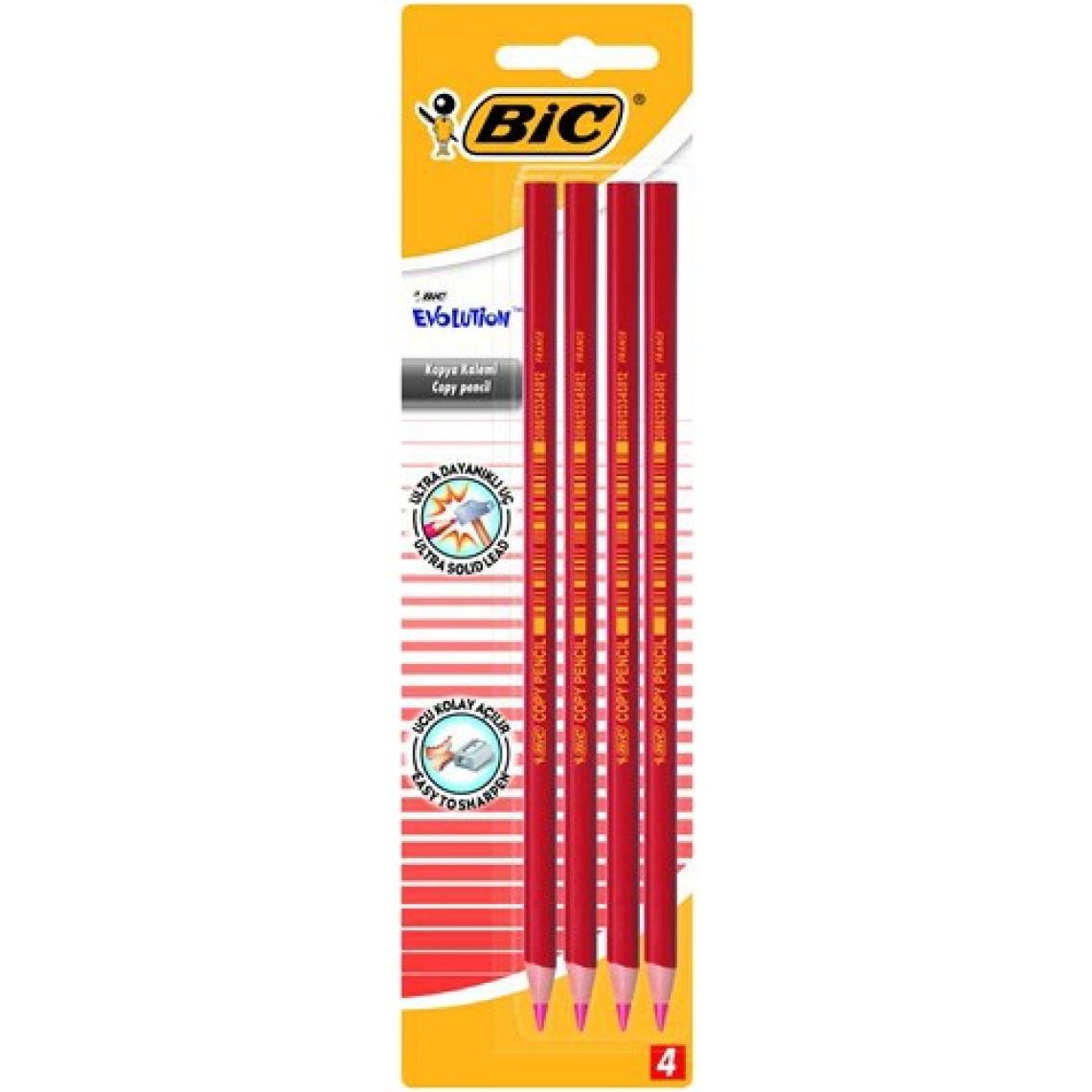 Bic Evolution Kırmızı Kopya Kalemi 4'lü Blister