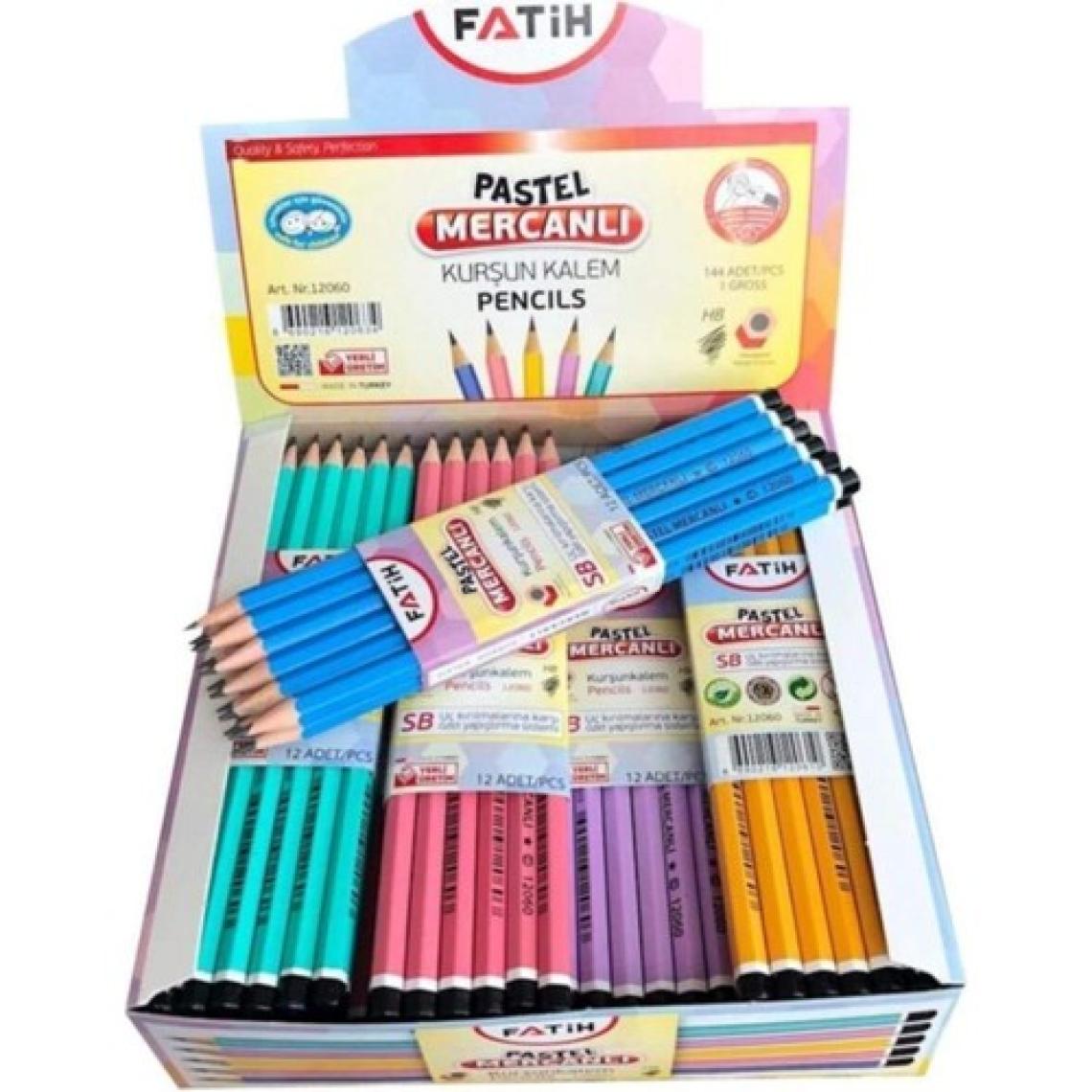 Fatih Pastel Renk Mercanlı Kurşun Kalem 48'Li