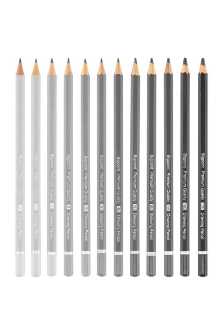 Metal Kutulu Dereceli-resim-yazım-teknik Çizim-karakalem Ve Eskiz Kalemi-drawing Pencil 12 Li Set