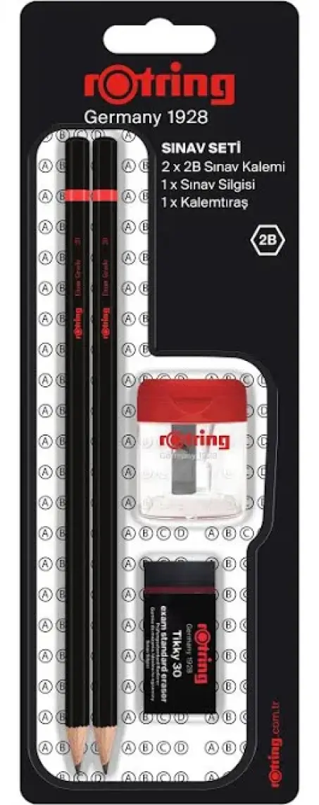 Rotring 2'li 2B Sınav Kalemi Silgi Kalemtraş Sınav Seti