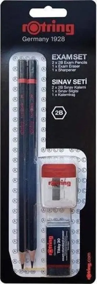 Rotring 2'li 2B Sınav Kalemi Silgi Kalemtraş Sınav Seti