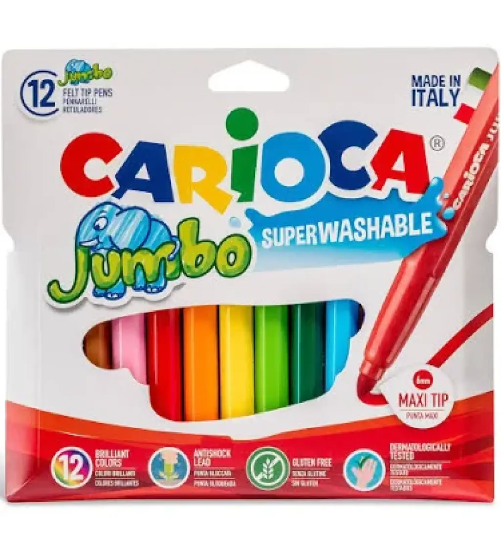 Carioca Jumbo Yıkanabilir Keçeli Boya Kalemi 12li