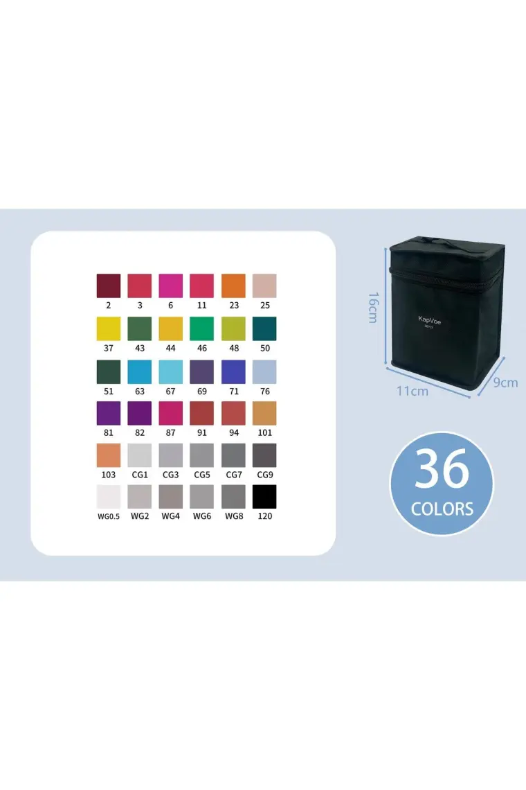 Kapvoe 36’lı Çift Uçlu Touch Marker Art Tasarım Kurecolor Twin Marker Kalem Seti Taşınabilir Çanta