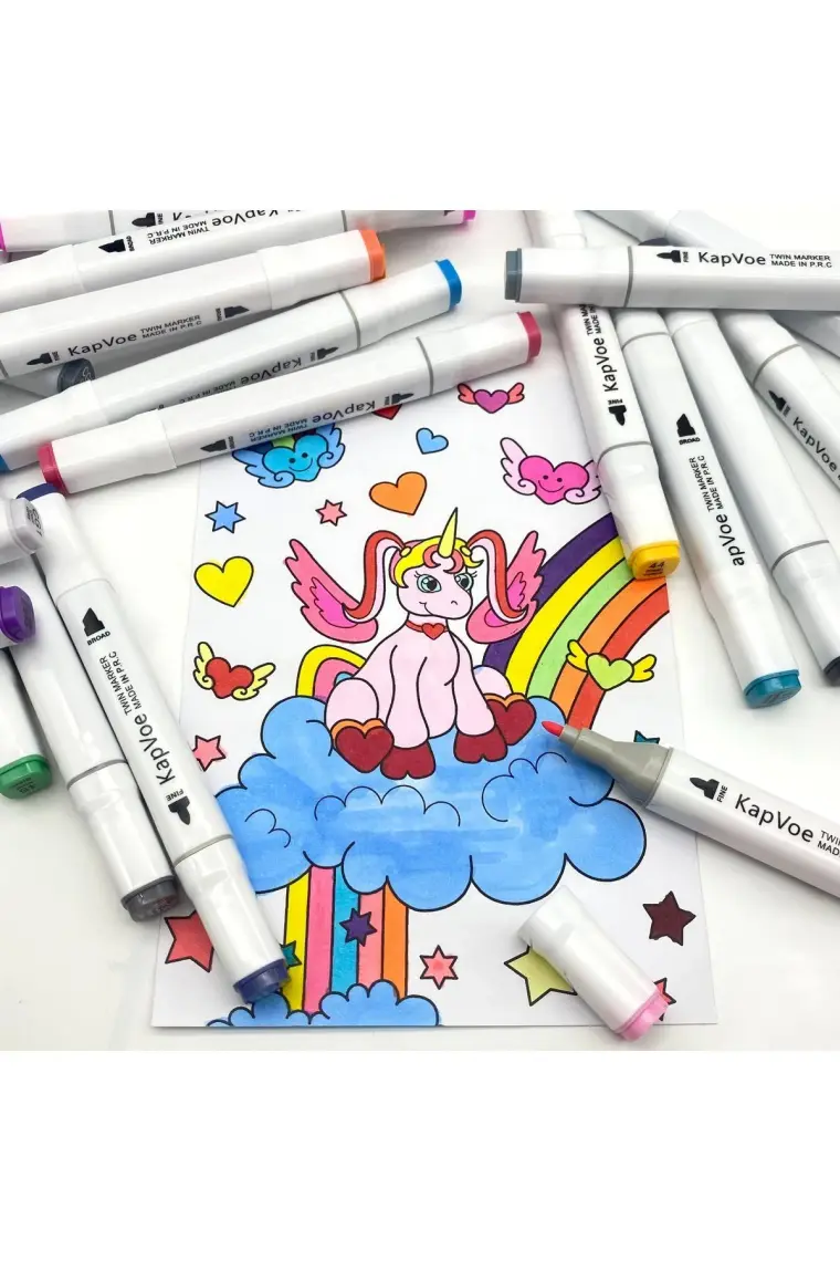Kapvoe 36’lı Çift Uçlu Touch Marker Art Tasarım Kurecolor Twin Marker Kalem Seti Taşınabilir Çanta