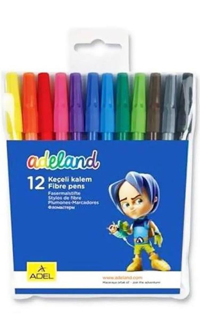Adel Keçeli Kalem 12 Renk