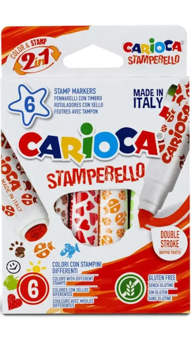Carioca Stamperello Bir Ucu Keçeli Bir Ucu Damga Boya Kalemi 6'lı