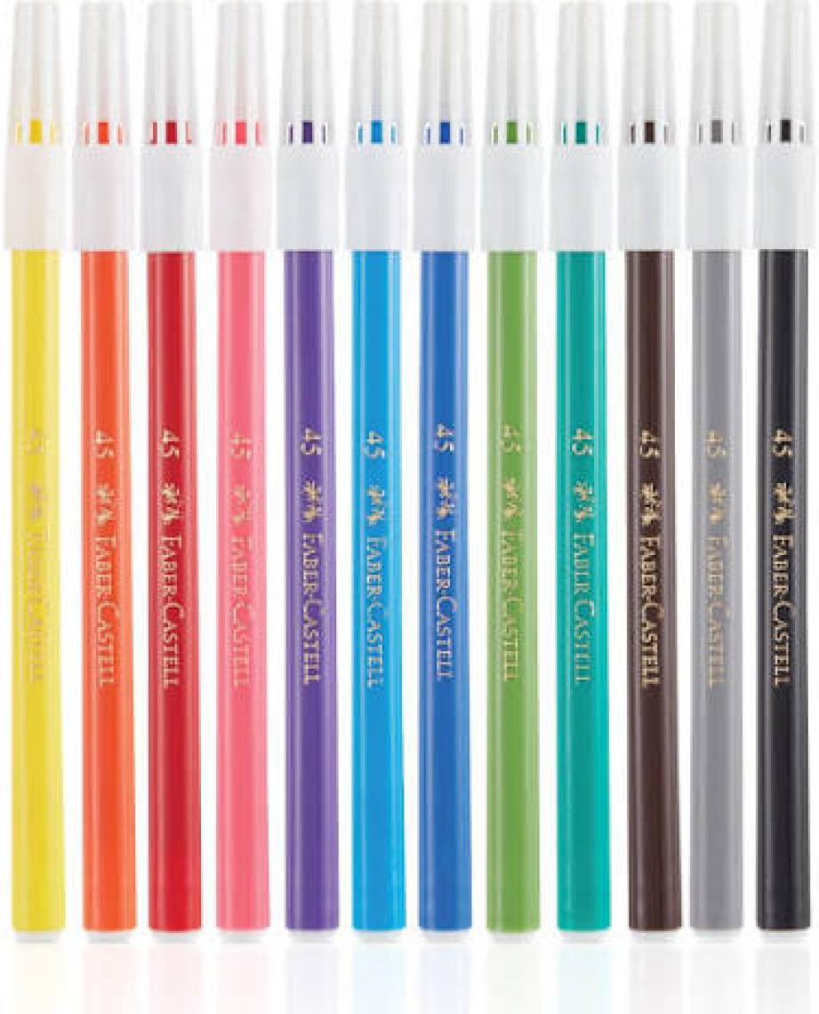 Faber-Castell Keçeli Kalem 12 Renk, Parlak Renkler, Su Bazlı Yıkanabilir Mürekkep, Çocuklar İçin Güvenli