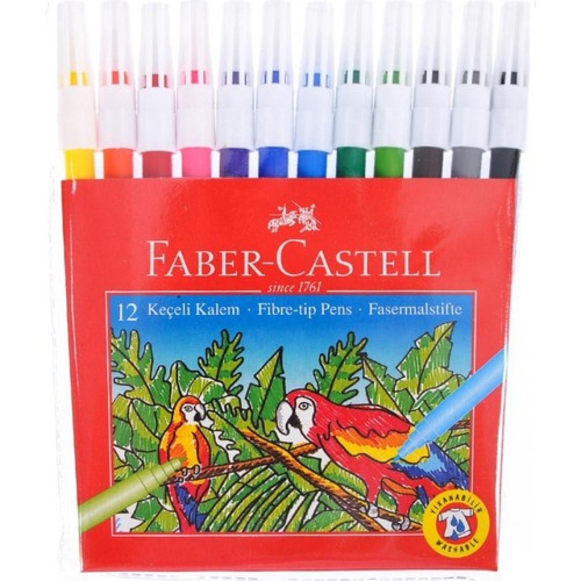 Faber-Castell Keçeli Kalem 12 Renk, Parlak Renkler, Su Bazlı Yıkanabilir Mürekkep, Çocuklar İçin Güvenli