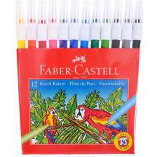 Faber-Castell Keçeli Kalem 12 Renk, Parlak Renkler, Su Bazlı Yıkanabilir Mürekkep, Çocuklar İçin Güvenli