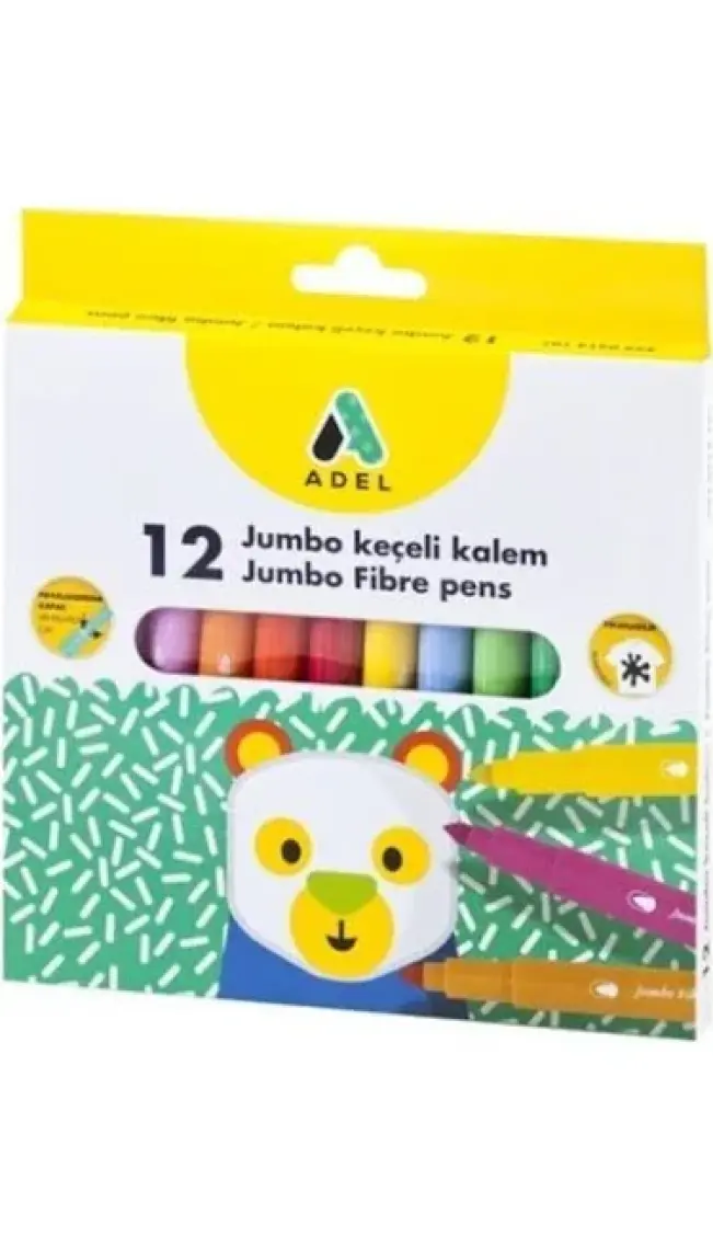 Adel Renkli Jumbo Keçeli Kalem 12'li