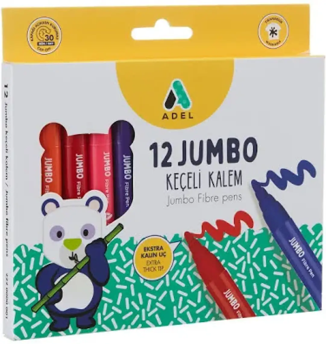 Adel Renkli Jumbo Keçeli Kalem 12'li