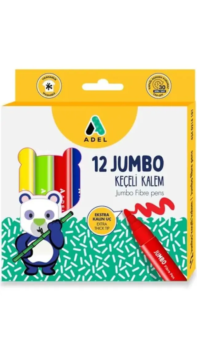 Adel Renkli Jumbo Keçeli Kalem 12'li