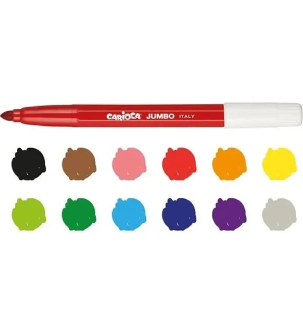 Carioca Jumbo Yıkanabilir Keçeli Boya Kalemi 12li