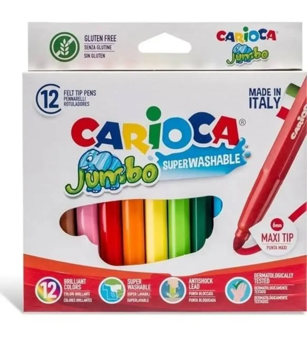Carioca Jumbo Yıkanabilir Keçeli Boya Kalemi 12li