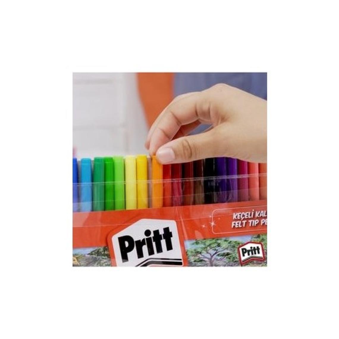 Pritt 24'lü Keçeli Boya Kalemi Seti - Canlı ve Karışık Renkler, Standart Ölçü, Desensiz