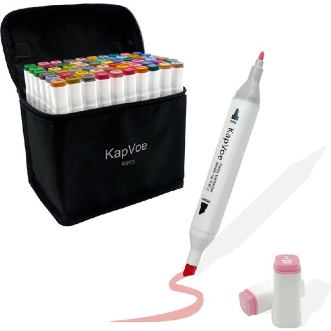 Kapvoe 60’lı Çift Uçlu Touch Marker Art Tasarım Kurecolor Twin Marker Kalem Seti Taşınabilir Çanta