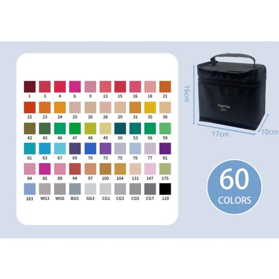 Kapvoe 60’lı Çift Uçlu Touch Marker Art Tasarım Kurecolor Twin Marker Kalem Seti Taşınabilir Çanta