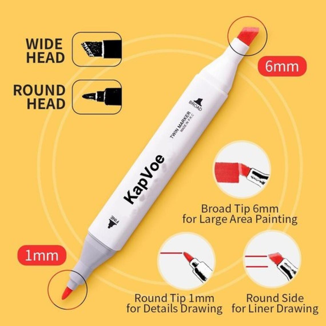 Kapvoe 60’lı Çift Uçlu Touch Marker Art Tasarım Kurecolor Twin Marker Kalem Seti Taşınabilir Çanta