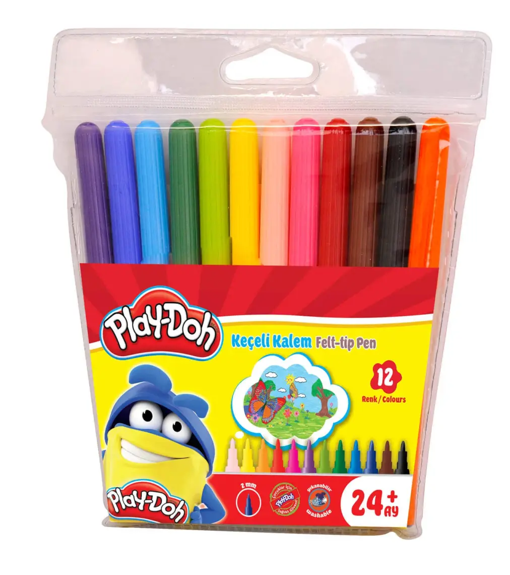 Play-Doh Keçeli Kalem 12 Renk 2Mm Pvc Ke-005