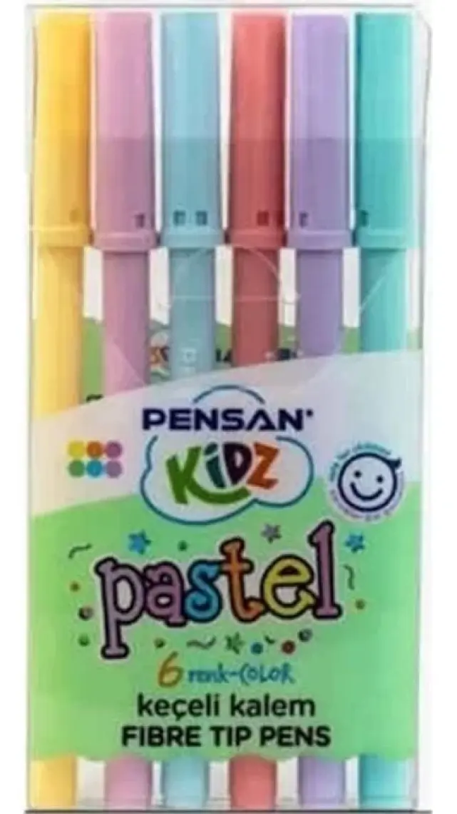 Pensan Keçeli Kalem 6 Renk Pastel Kesik Uç / Pensan