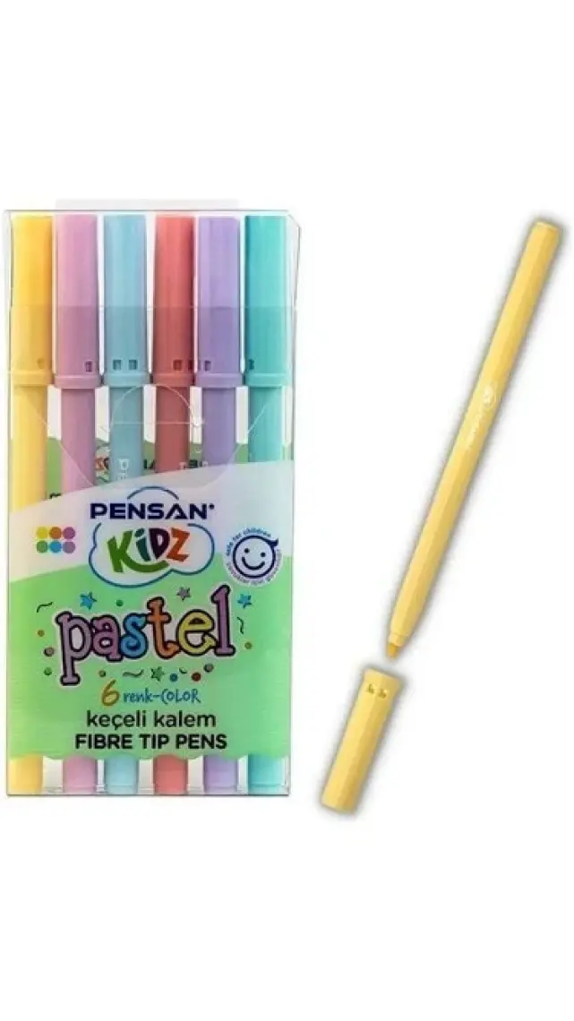 Pensan Keçeli Kalem 6 Renk Pastel Kesik Uç / Pensan