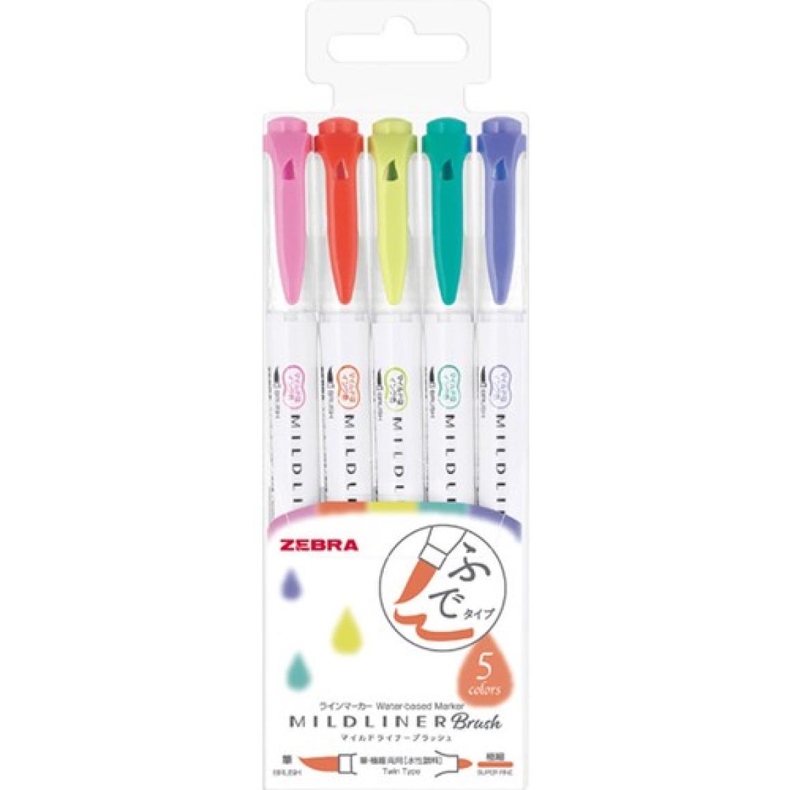 Zebra Mildliner Brush Pen Kalem Seti 5'li Wft8-5c-Hc