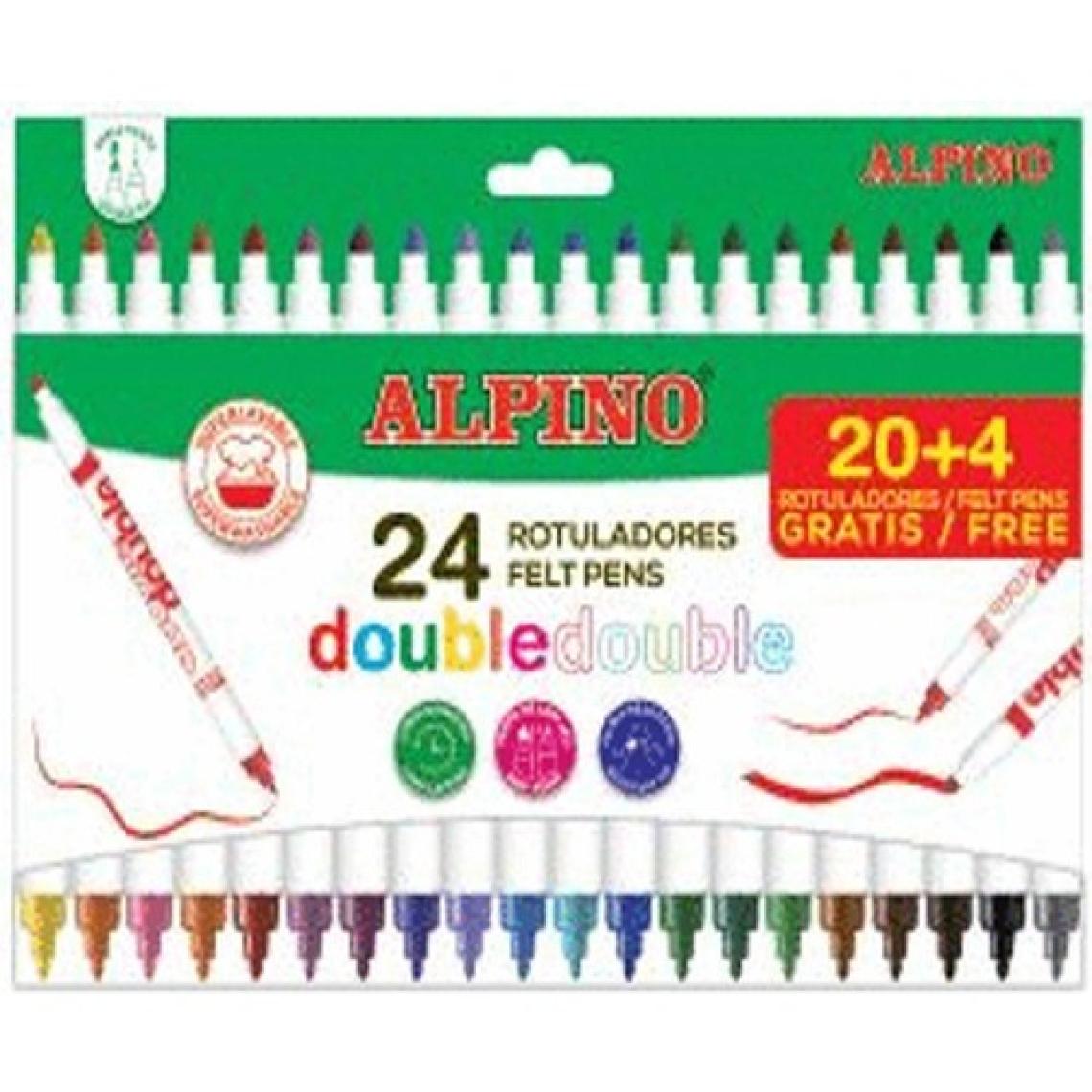 Alpino Double Çift Taraflı Keçeli Kalem 20+4