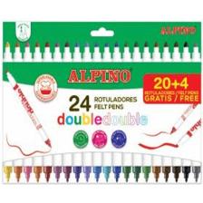 Alpino Double Çift Taraflı Keçeli Kalem 20+4