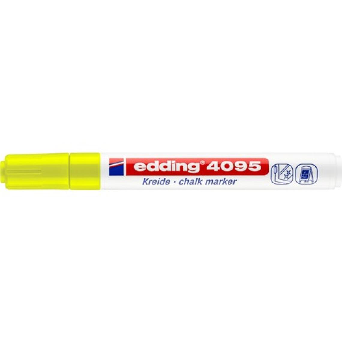 Edding 4095 Tahta ve Cam için 2-3 mm Yuvarlak Uç Likit Tebeşir Kalemi Fosforlu Sarı