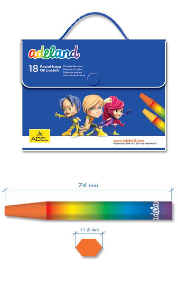 Adeland Pastel Boya 18 Renk Çantalı