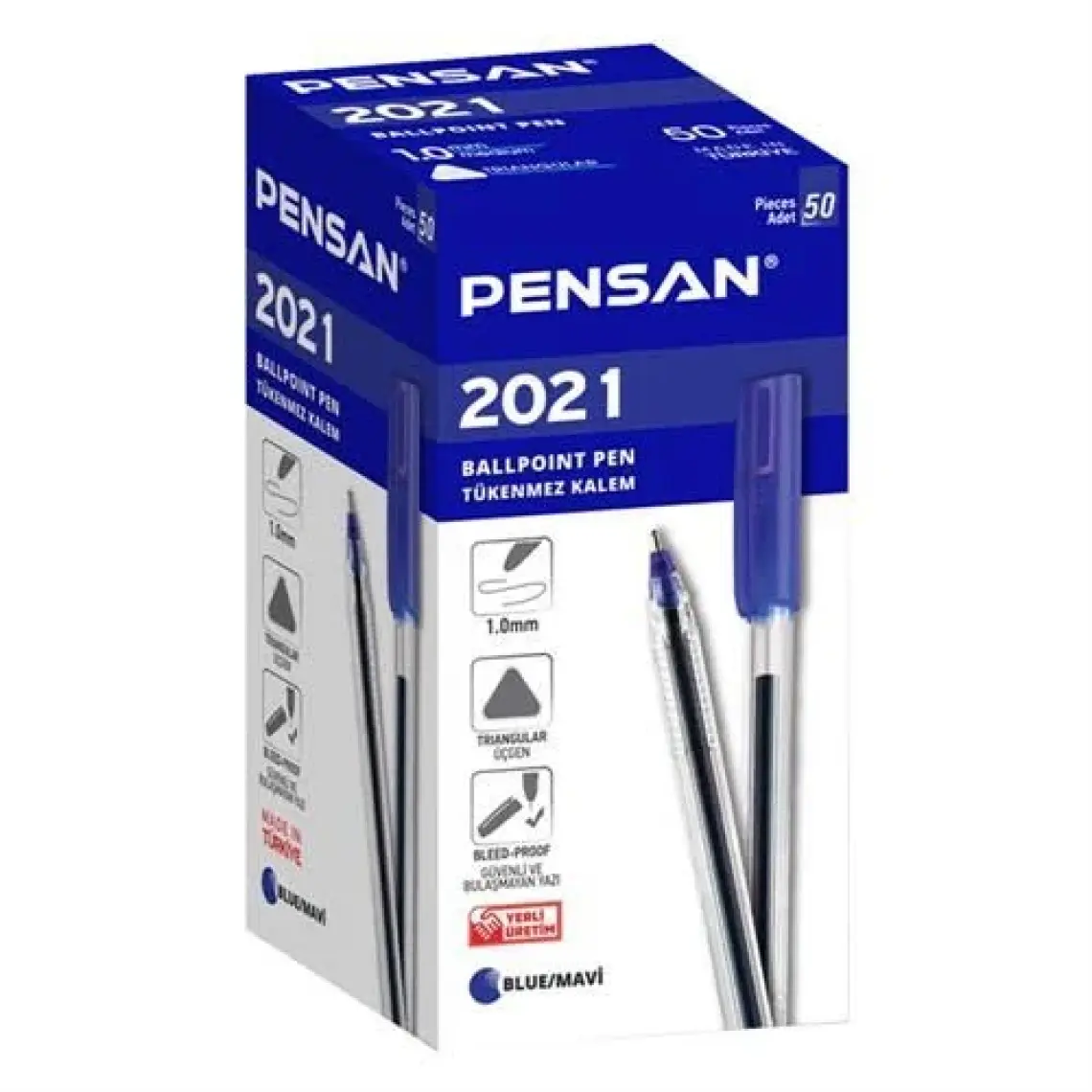 Pensan Üçgen Tükenmez Kalem Mavi  50 Li Tr-23 Ergonomik Form