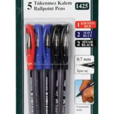 Faber-Castell Faber Castell 1425 5 Renk Tükenmez Kalem - 2 Siyah+2 Mavi+1 Kırmızı 5'li 5500142550